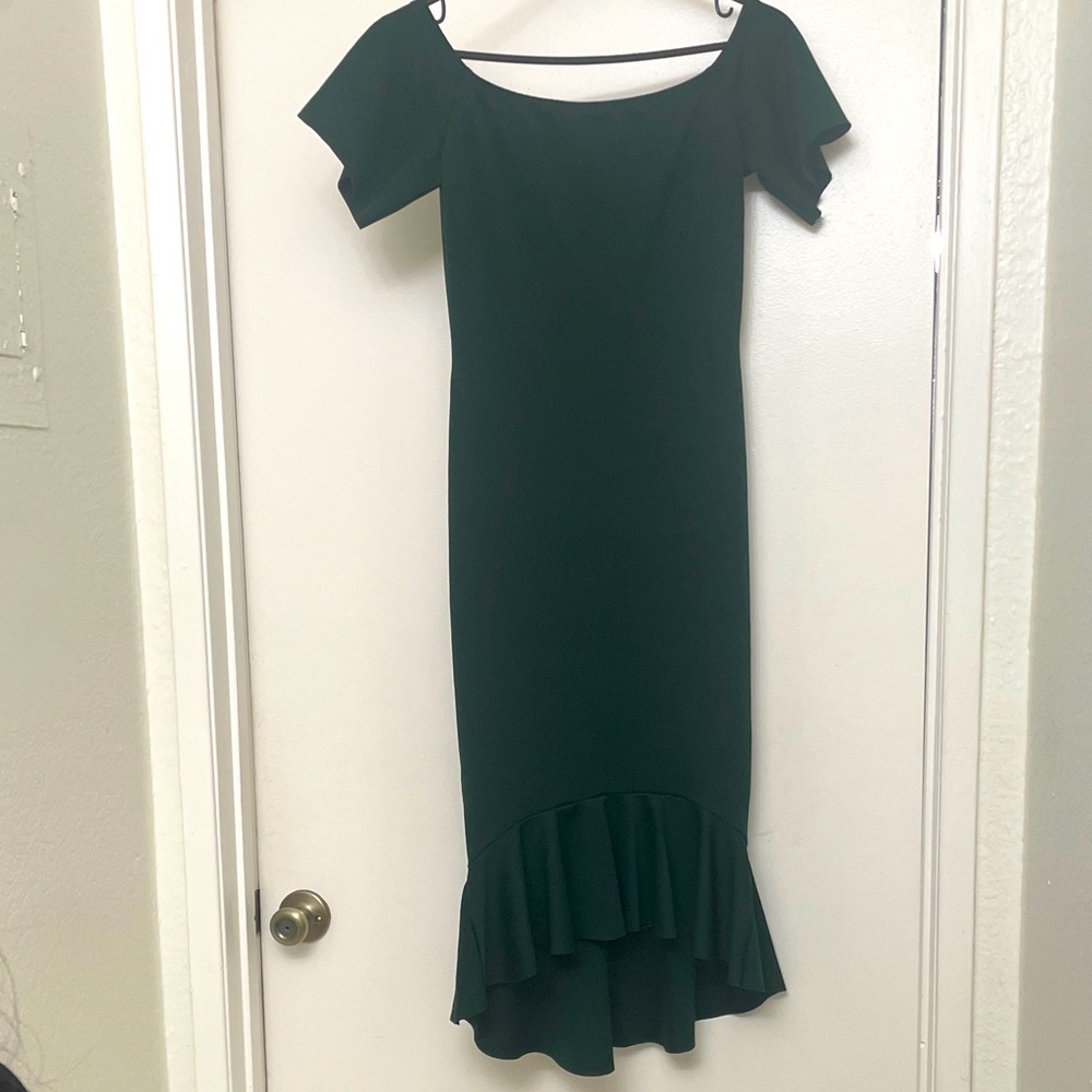 Elegant Green Off-Shoulder Dress